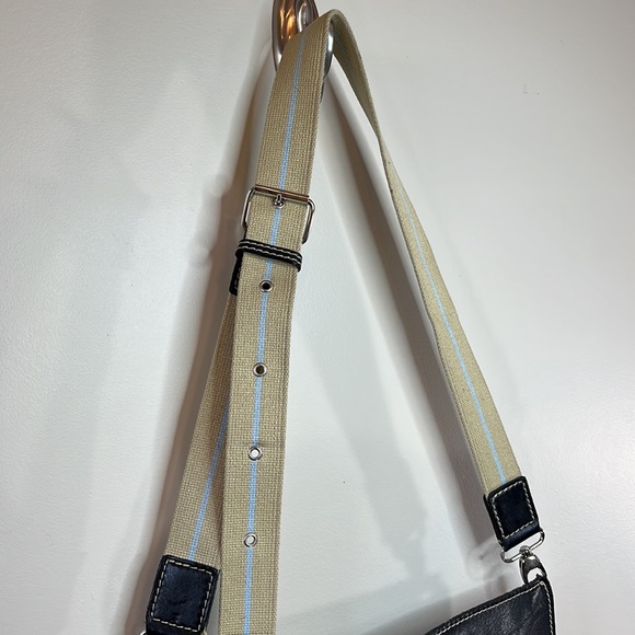 Rafe Black Leather mail type bag with canvas buckle strap - Picture 5 of 15